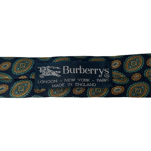 Authentic Burberrys Vintage Neck Tie Medallion Print Embossed Tipping England - Picture 7 of 11
